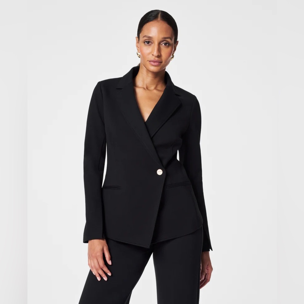 SPANX Ponte Asymmetrical Blazer Small Black